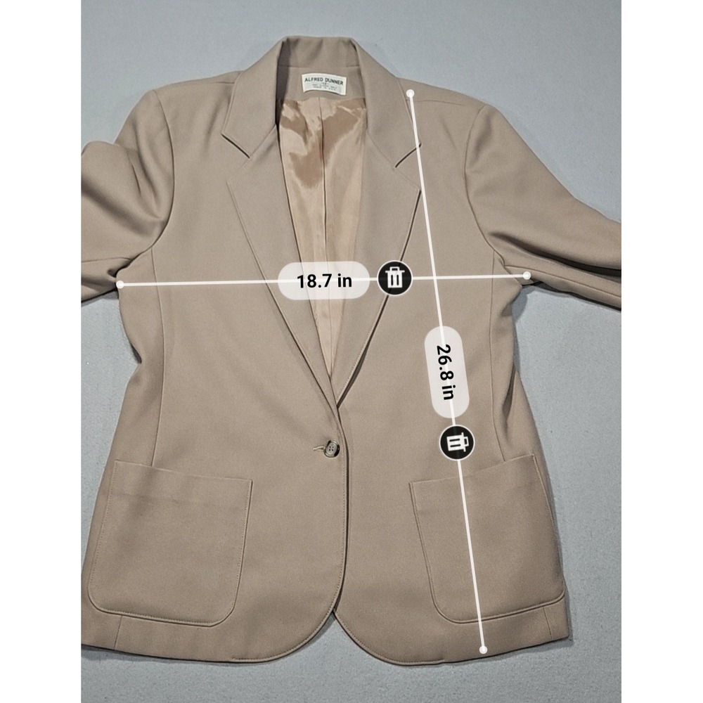 VTG Alfred Dunner 90s Blazer & Skirt Suit Set Tan Beige Sz 12/16 - Picture 3 of 10